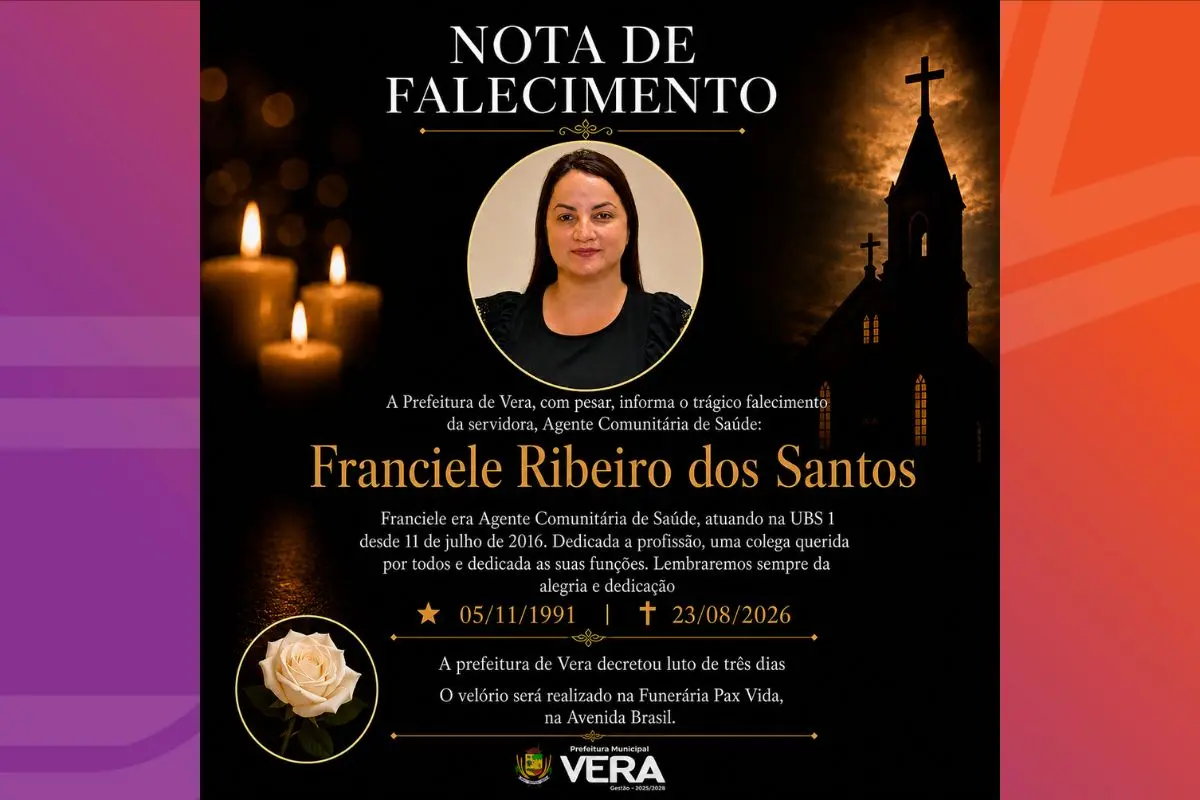 Franciele Ribeiro dos Santos morreu após motocicleta em que ele estava colidir contra uma anta. - Foto: Reprodução