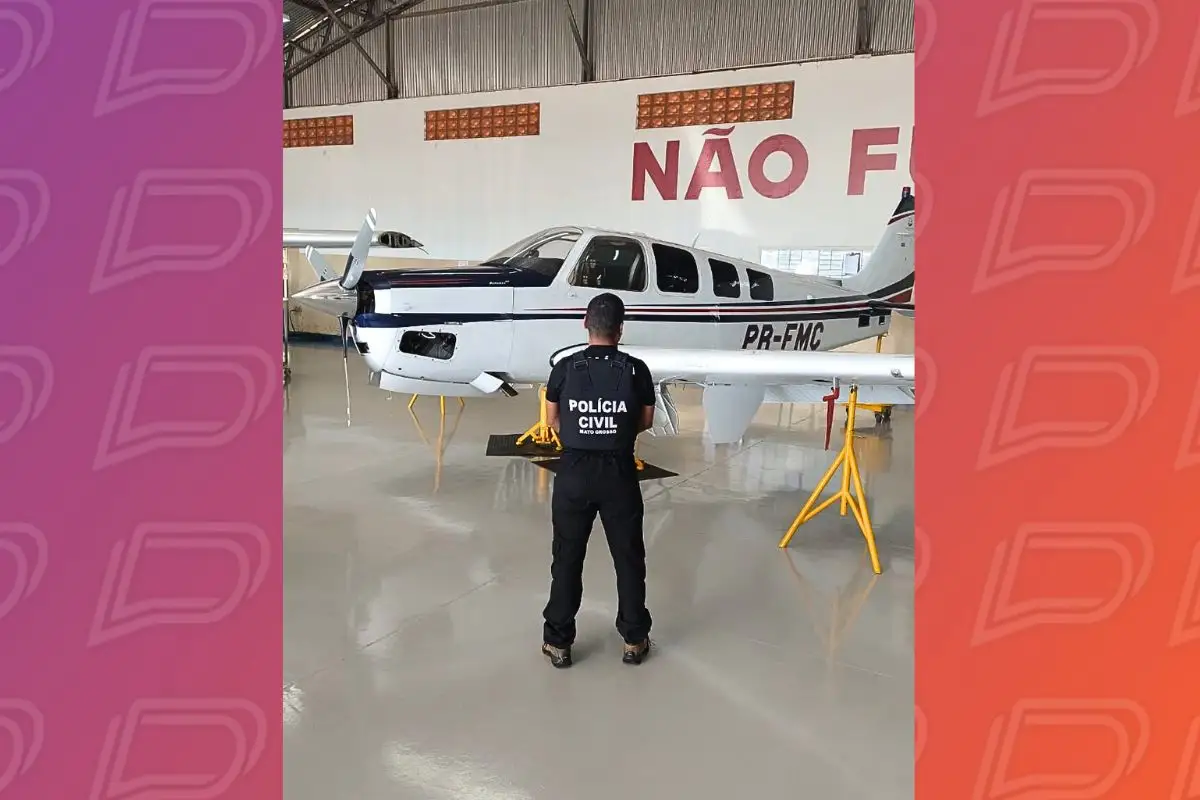 Aeronave está entre bens sequestrados judicialmente durante a operação. - Foto: PJC-MT.