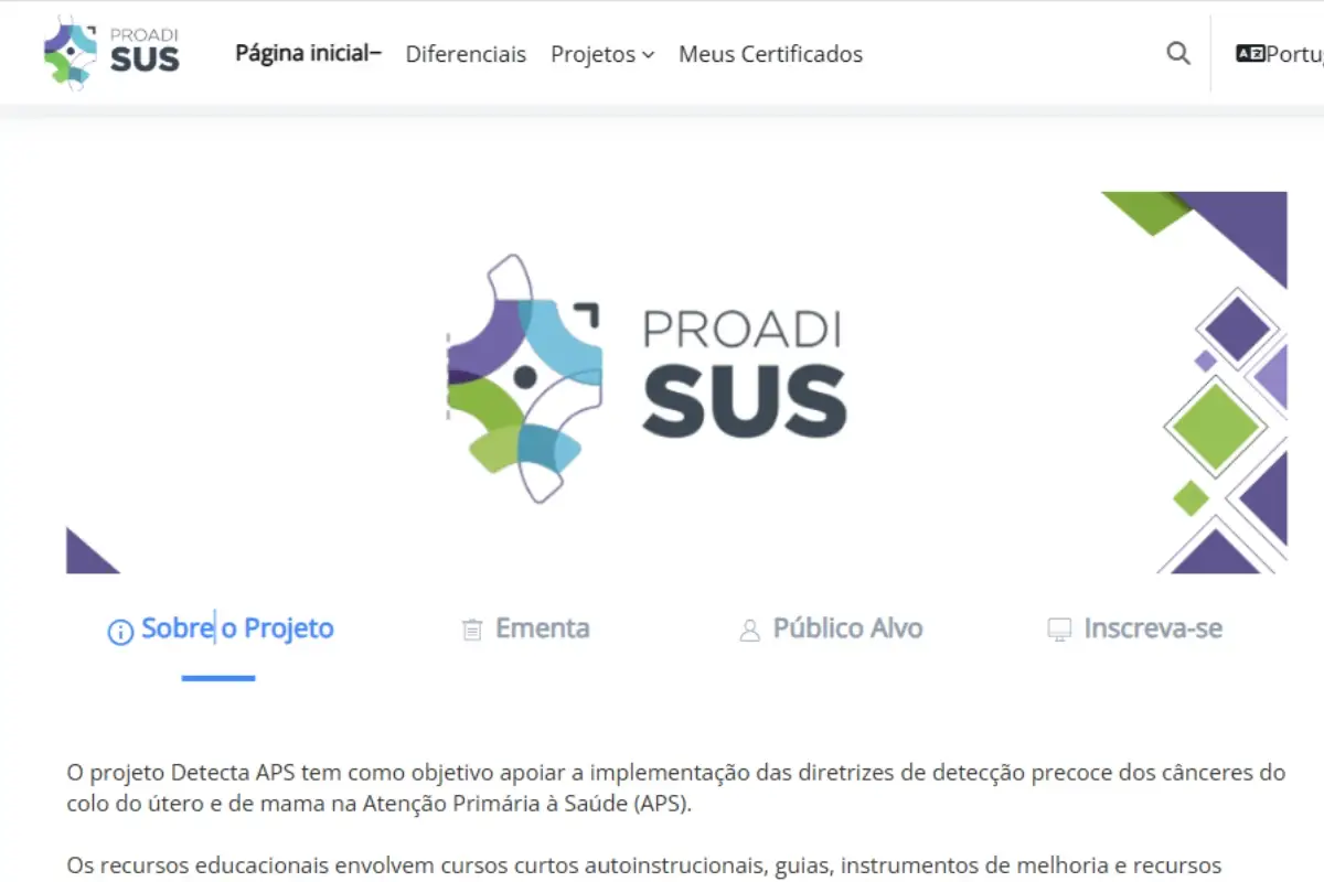 plataforma para inscrição nos cursos gratuitos