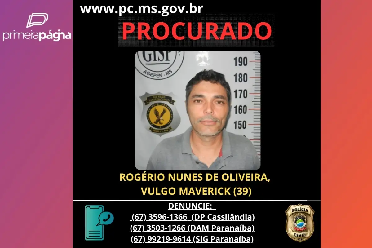 Foragidos são procurados em Mato Grosso do Sul. (Foto: Polícia Civil)