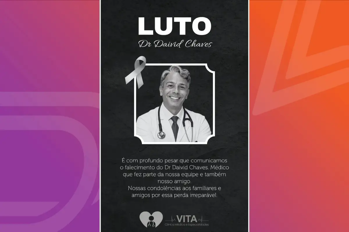 Nota de pesar emitida pela clínica onde médico atuava em Pontes e Lacerda. - Foto: Instagram/Reprodução