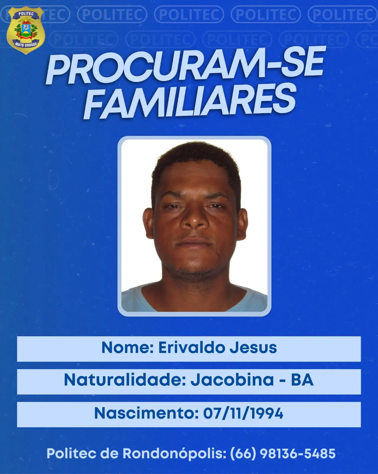 Aviso da Politec sobre Erivaldo Jesus