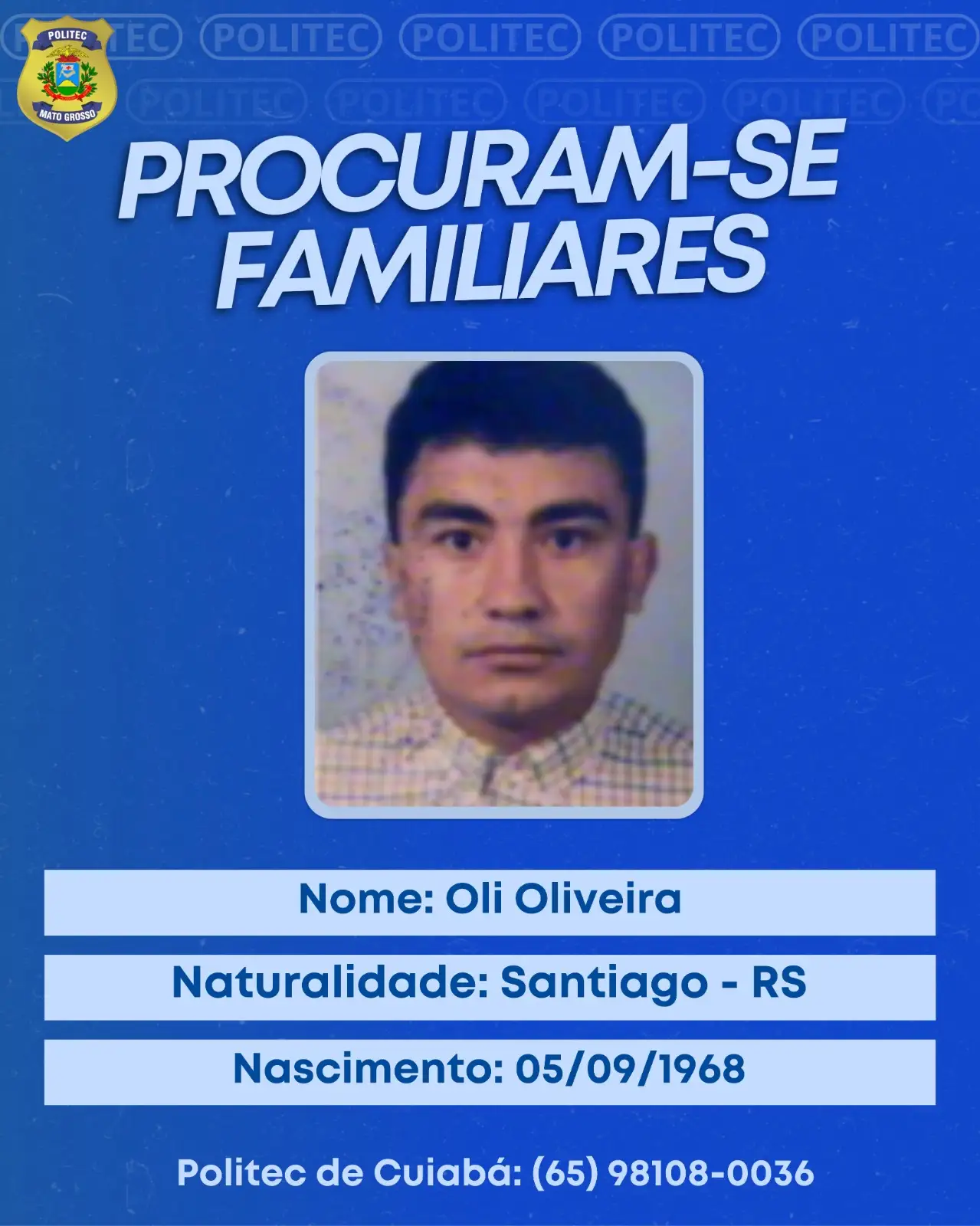 Aviso da Politec sobre Oli Oliveira