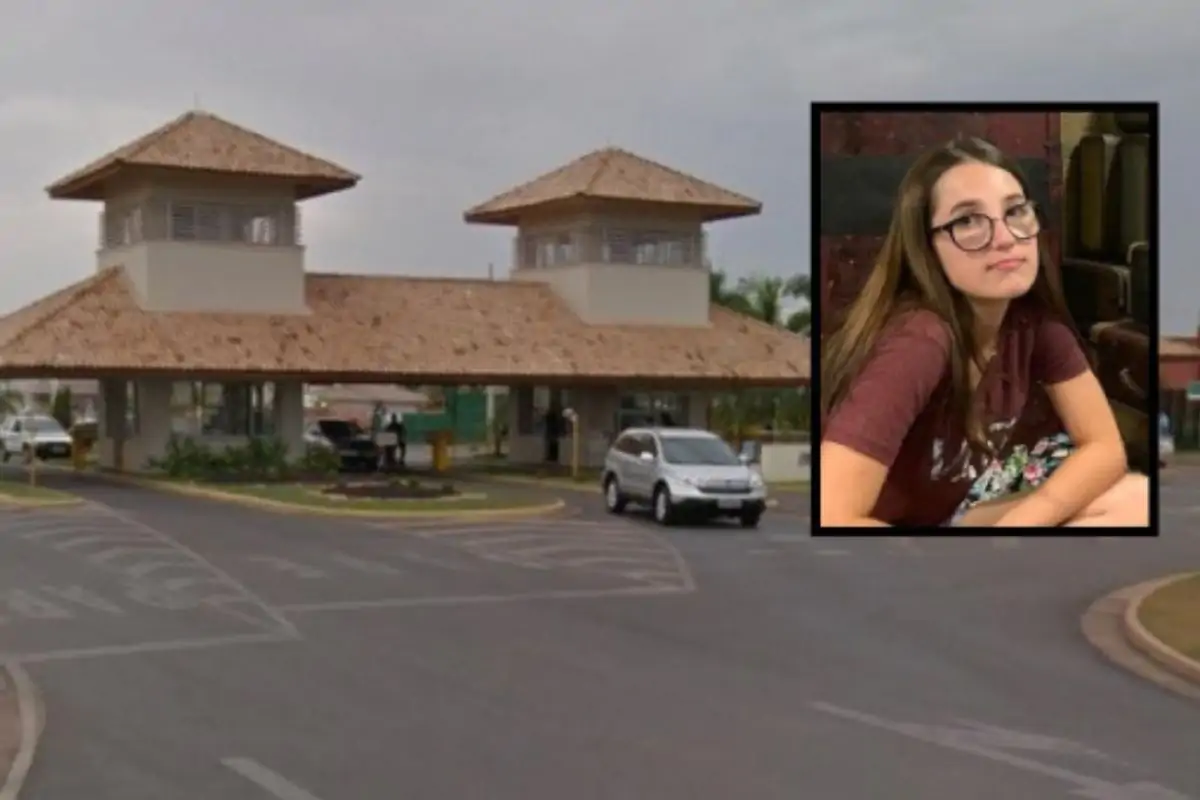 Imagem mostra condomínio e foto da Isabele
