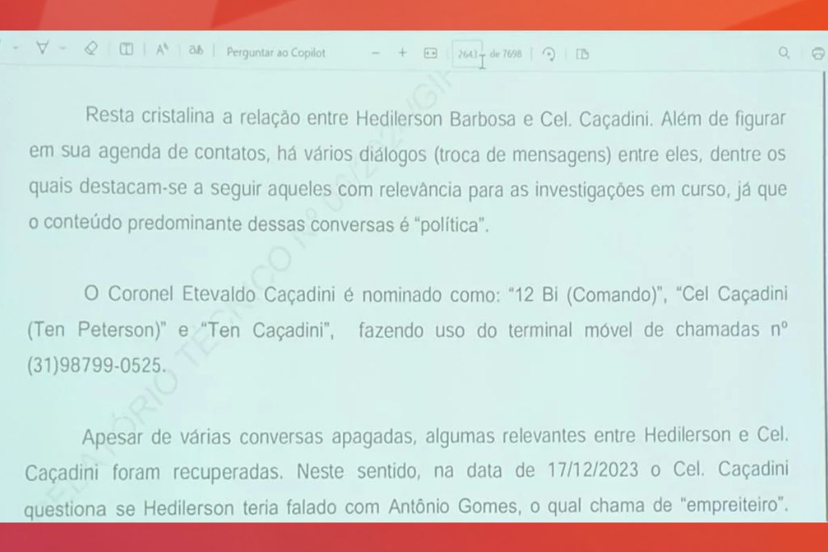 Trecho da pericia que aponta